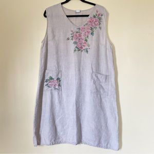 Match Point Floral Linen Dress Sleeveless L